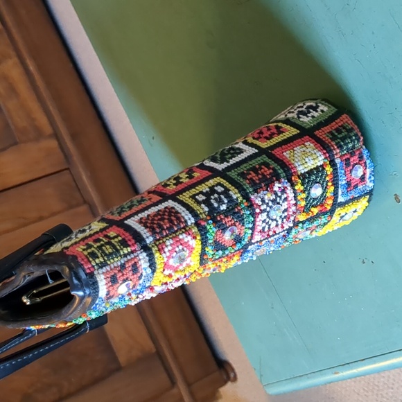 Vintage Needlepoint Beaded Crystal Handbag - Picture 9 of 16